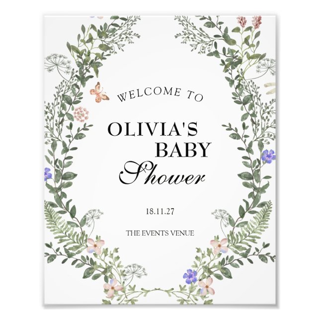 Foto Poster Baby Shower neutral de sexo de Boho verde s (Frente)