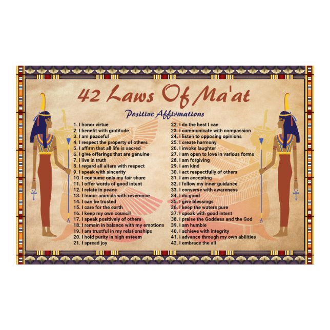 Foto Póster de Afirmaciones Positivas - 42 Leyes de Maa (Frente)