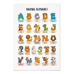 Foto Poster de alfabetos animales - Educación Cuta A a