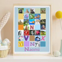 Poster de animales de alfabeto infantil personaliz