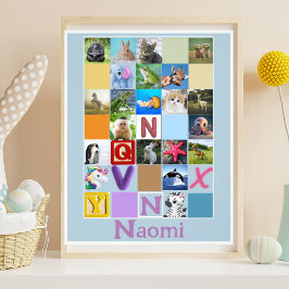 Foto Poster de animales de alfabeto infantil personaliz
