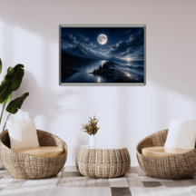 Póster de Arte de Pared de Lago en Montaña bajo Lu