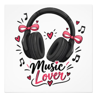 Foto Póster de auriculares lindos para amante de la mús