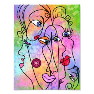 Foto Póster de cara abstracta pintura cubista