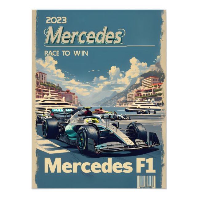 Foto Póster de carreras de Mercedes F1 (Frente)