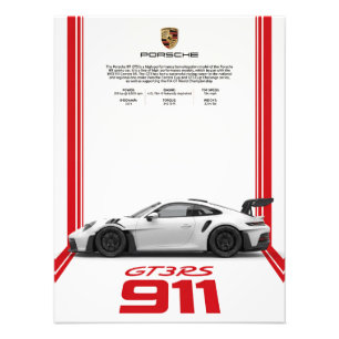 Foto Póster de especificaciones del Porsche 911 GT3 RS
