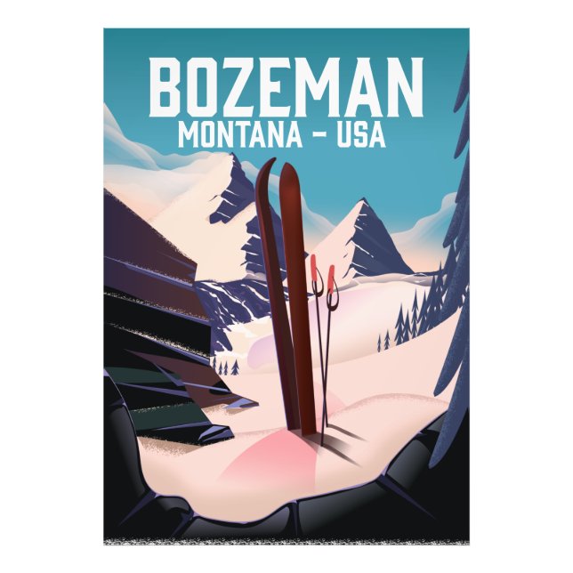 Foto Poster de esquí Bozeman Montana (Frente)
