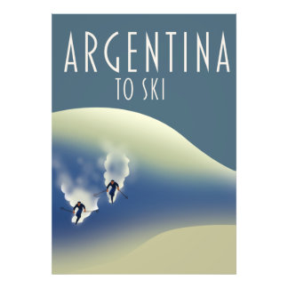 Foto Poster de esquí de estilo vintage de Argentina