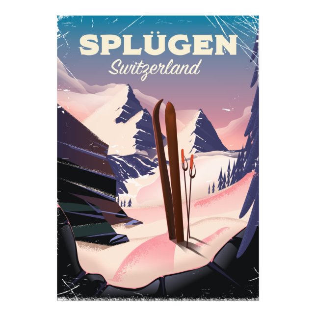 Foto poster de esquí de splügen Suiza (Frente)