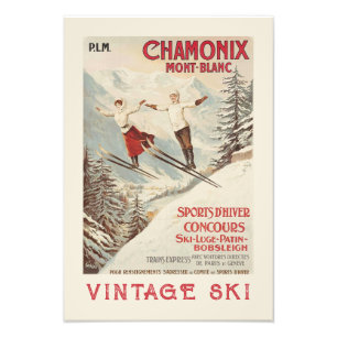 Foto Poster de esquí francés Chamonix Mont Blanc Vintag