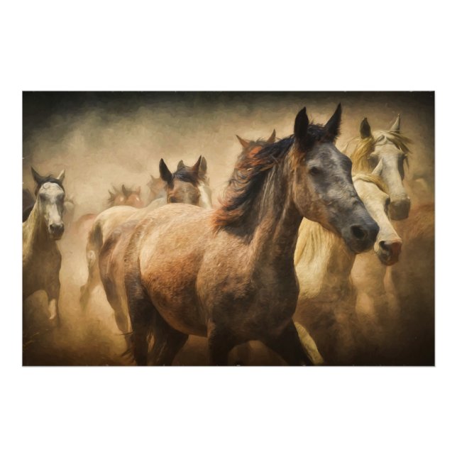 Foto poster de estampida de caballo (Frente)