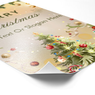 Foto Póster de Feliz Navidad moderno en verde y dorado