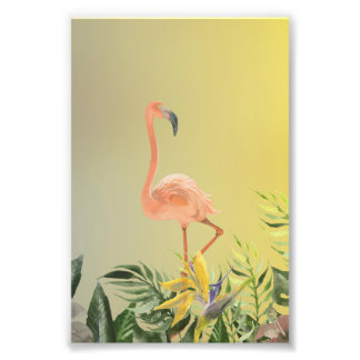 Foto Póster de flamenco fantástico en selva tropical