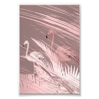 Foto Póster de flamenco rosa fantástico en bosque tropi