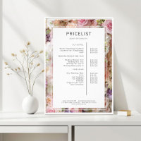 Poster de lista de precios de venta de flores