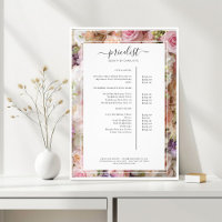 Poster de lista de precios de venta de flores