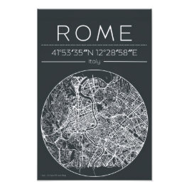 Foto Póster de mapa circular de la ciudad de Roma Minim