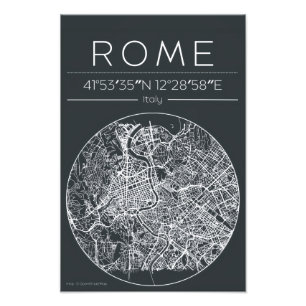 Foto Póster de mapa circular de la ciudad de Roma Minim