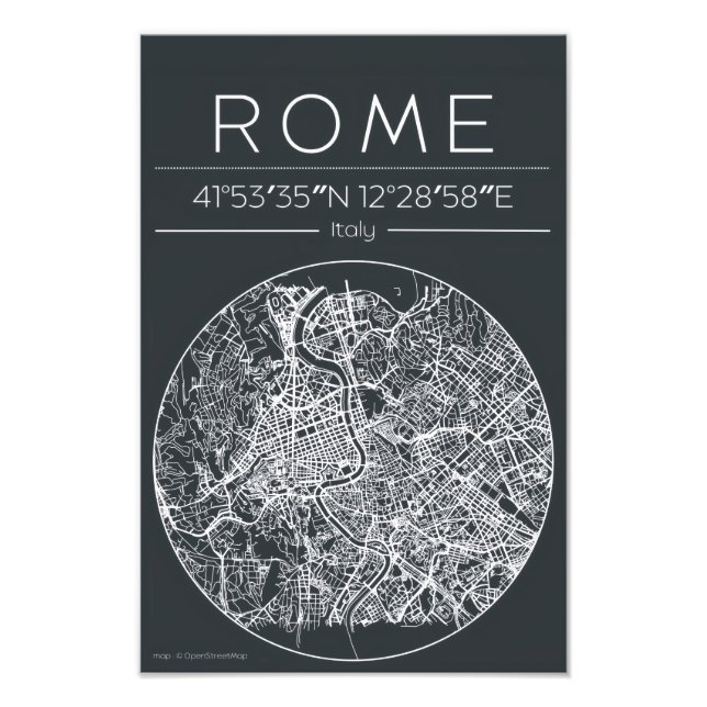 Foto Póster de mapa circular de la ciudad de Roma Minim (Frente)