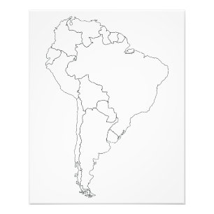 Foto Poster de Mapa de Contorno de Sudamérica