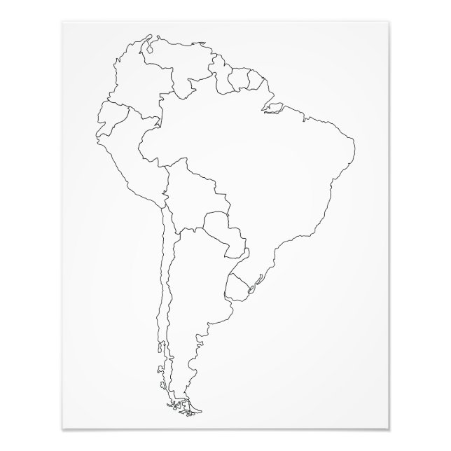 Foto Poster de Mapa de Contorno de Sudamérica (Frente)