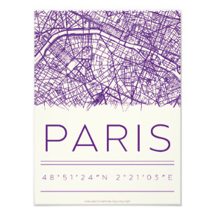 Foto Póster de mapa de coordenadas de París – Calle de