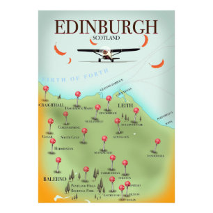 Foto Póster de mapa de estilo vintage de Edimburgo Esco