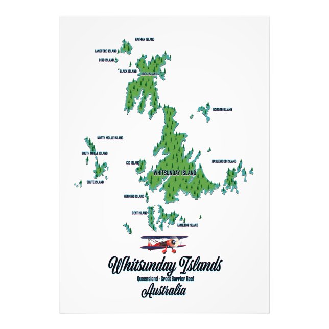 Foto Poster de mapa de Islas Whitsunday Australia (Frente)