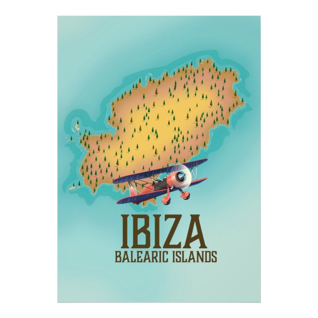 Foto Poster de mapa de las islas Baleares de Ibiza (Frente)