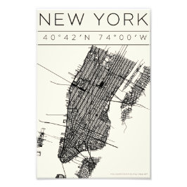 Foto Póster de mapa de Nueva York – Arte callejero mini