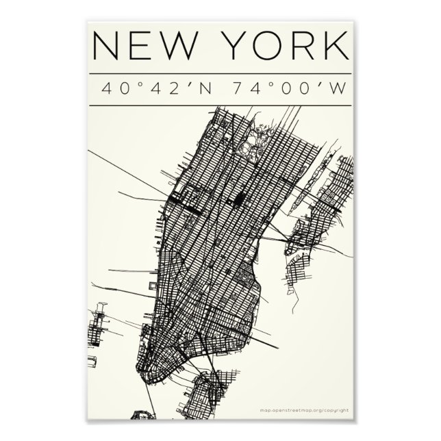 Foto Póster de mapa de Nueva York – Arte callejero mini (Frente)