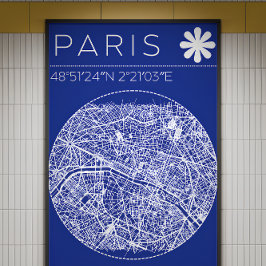 Foto Póster de mapa de París en plano circular Arte de