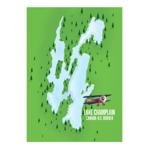 Foto Poster de mapas de Lake Champlain USA Canada