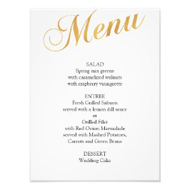 Foto Póster de menú de boda dorado. Menú de cena elegan