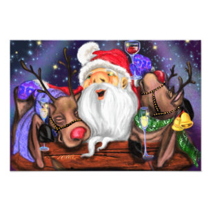 Foto Poster de Navidades divertidos de Santa y los reno
