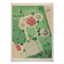 Póster de plan de jardín de estilo antiguo