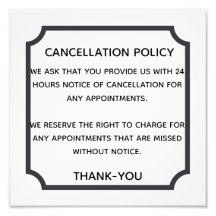 Poster de política de cancelación para salón o spa
