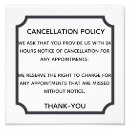 Foto Poster de política de cancelación para salón o spa