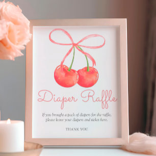 Foto Poster de Raffle de pañales de cinta de cereza y r