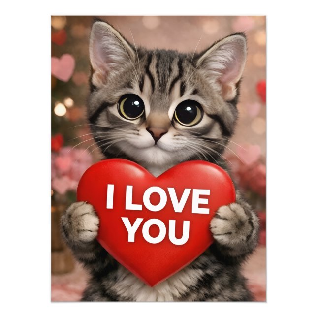 Foto Póster de Tinsel el gatito de Navidad ¡Te amo! (Frente)
