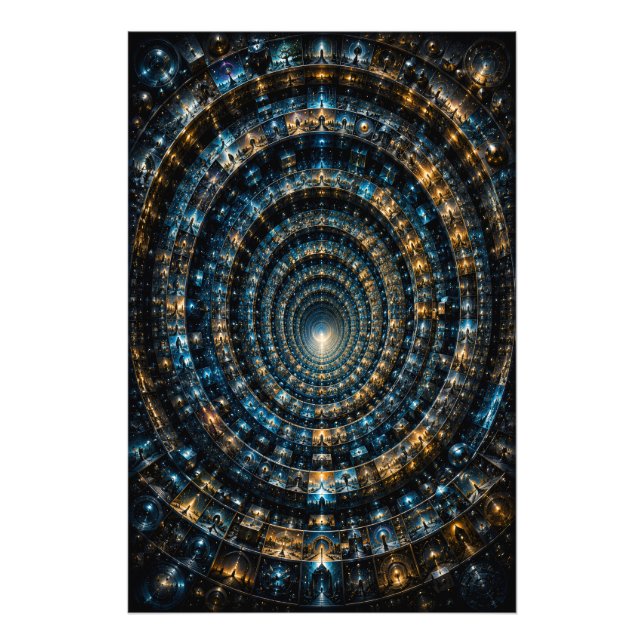 Foto Póster de túnel de mosaico micro cósmico infinito  (Frente)