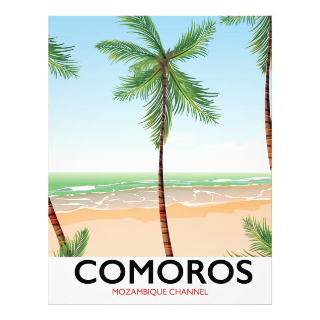 Foto Poster de vacaciones de la isla de las Comoras. (Frente)