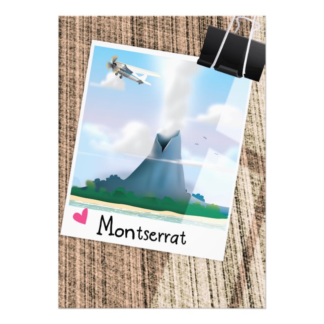 Foto Poster de vacaciones del volcán Montserrat. (Frente)