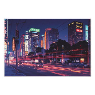 Foto Poster de vaporwave Netro Retro de la Noche de Tok