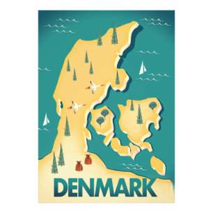 Foto Póster de viaje con mapa de estilo vintage de Dina