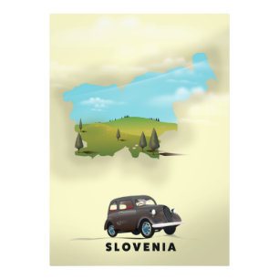 Foto Póster de viaje con mapa ilustrado de Eslovenia