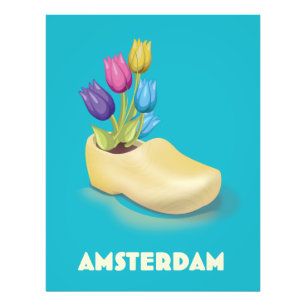 Foto Póster de viaje de Amsterdam Cloggs y Tulipanes.