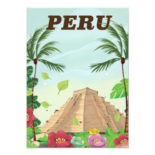 Foto Póster de viaje de dibujos animados vintage de Per