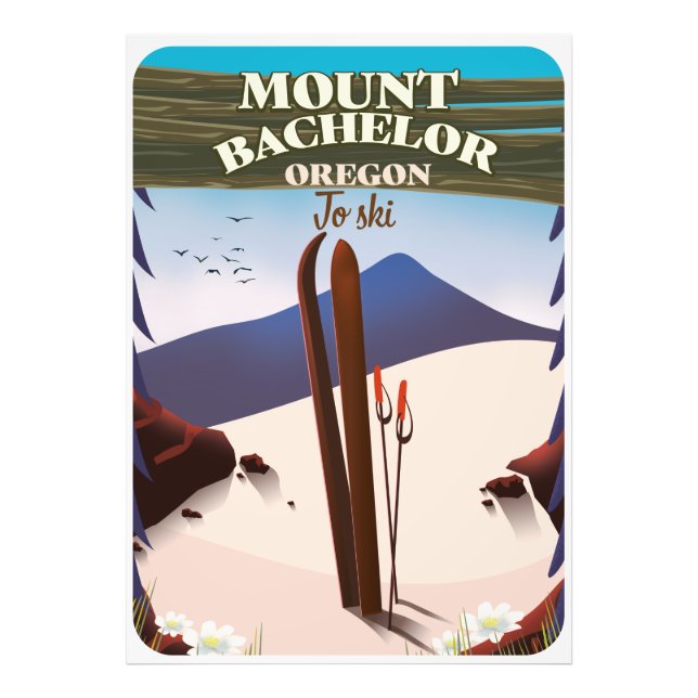 Foto Póster de viaje de esquí Mount Bachelor Oregon (Frente)