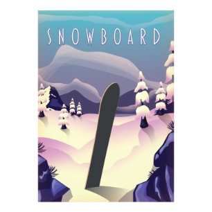 Foto Póster de viaje de estilo vintage de snowboard
